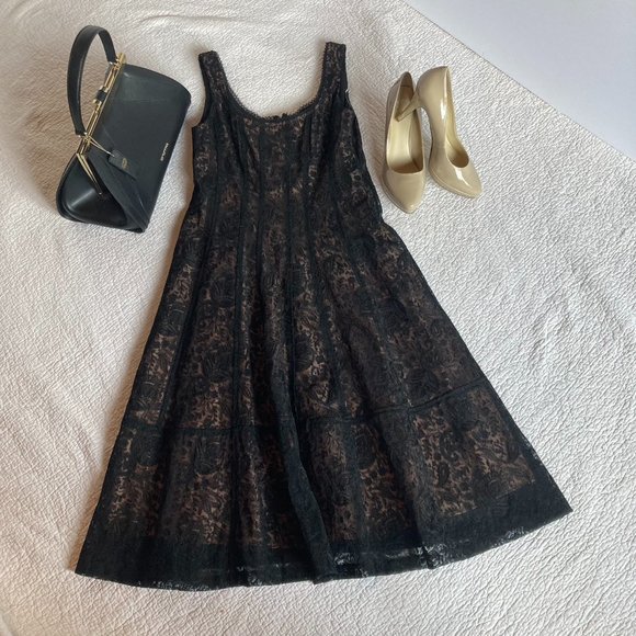 Nanette Lepore Dresses & Skirts - Nanette Lepore Black Lace Dress with Nude Underslip sz 2 NWT